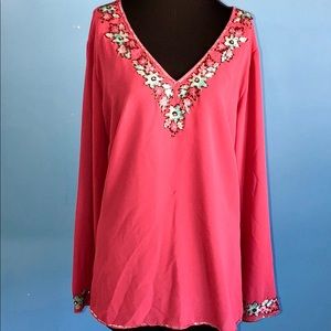 Lane Bryant mauve beaded blouse size 18/20